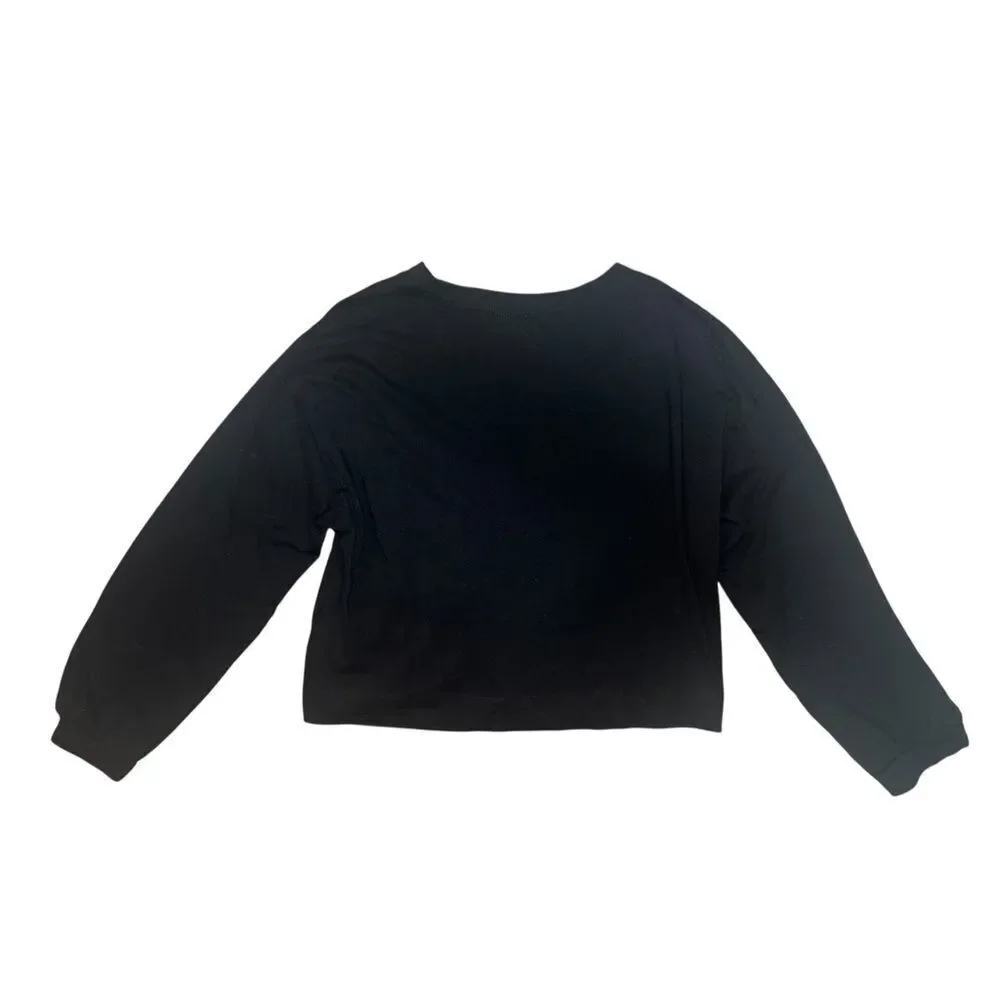 Old Navy Girls Wednesday Pop Culture Graphic T-Shirt Black Long Sleeve Large NWT